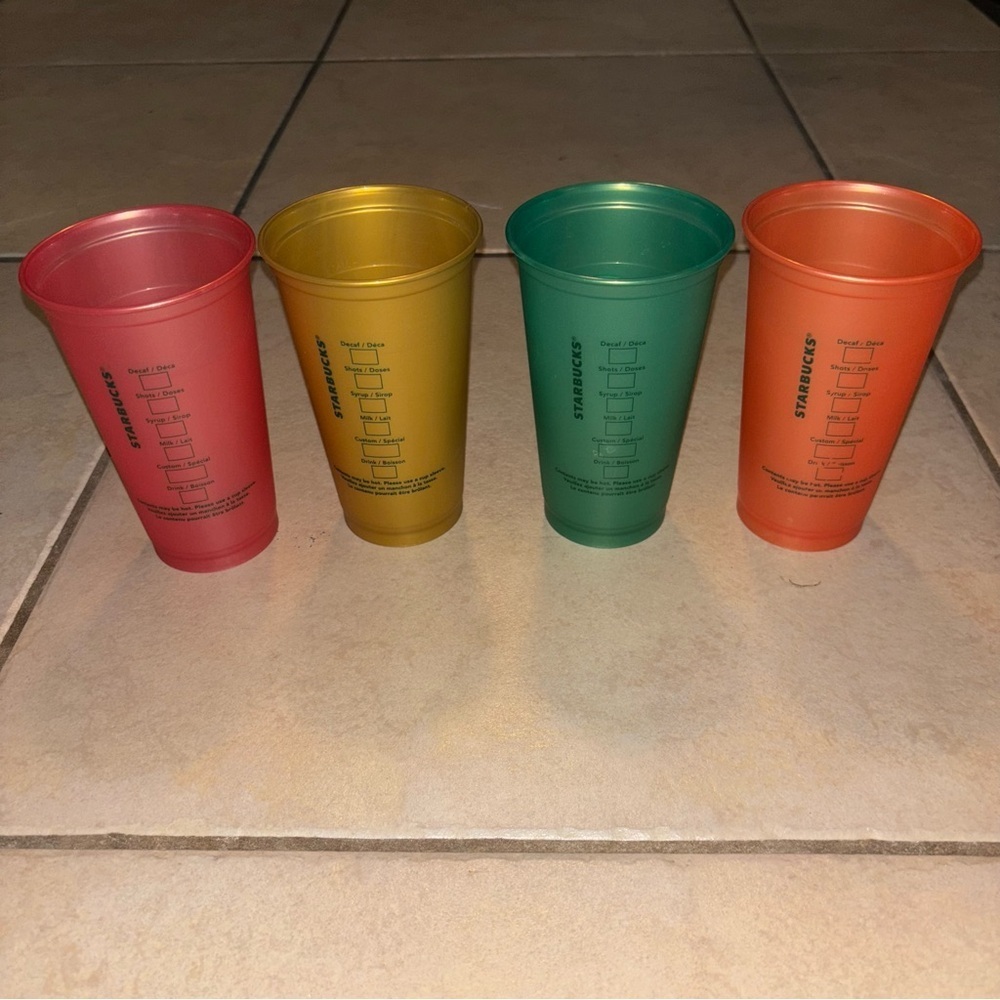Starbucks 2018 Reusable Cups Shimmery Metallic Tumblers Set of 4 - Picture 2 of 3